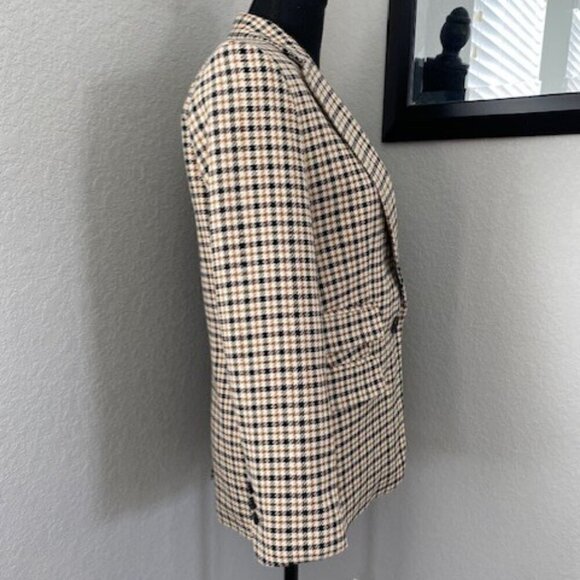 TOPSHOP Classic Tan & Black Houndstooth Suit Blazer Size 2 - Picture 4 of 13
